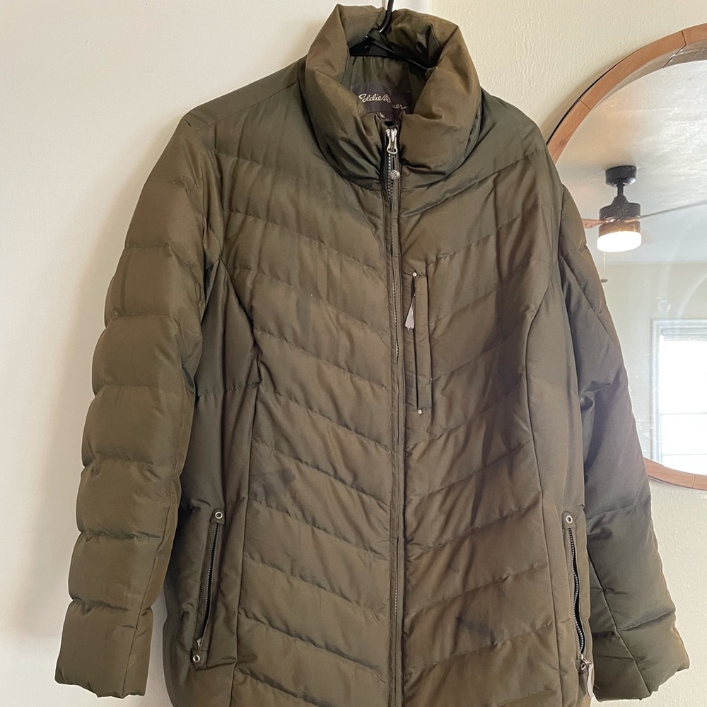 Green puffer jacket